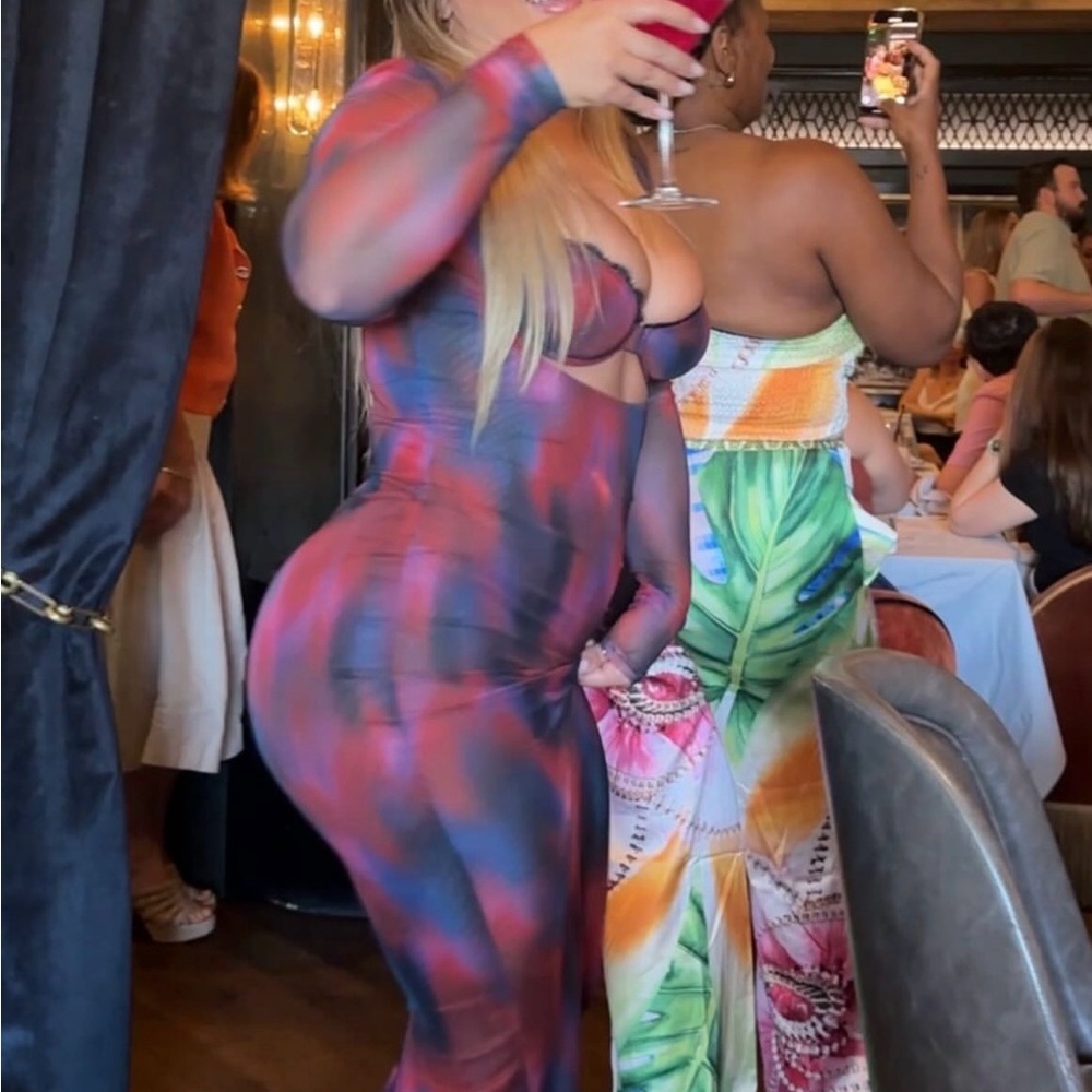 White Fox Boutique Red and Blue Maxi Dress